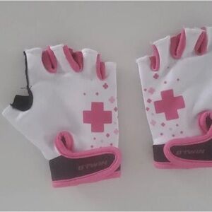 Pink and White Kids Cycling Gloves